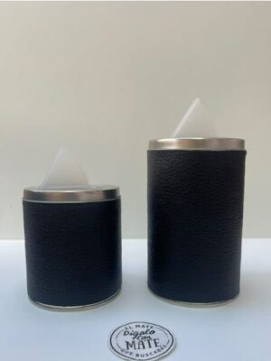 Latas forradas en color negro X2 incluye yerbero y azucarero