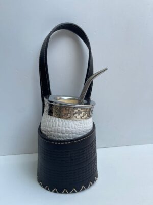 Porta mate de cuero vacuno para palanca de cambio(BORRAVINO Y NEGRO)