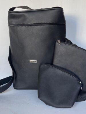 Bolso matero cuerina PREMIUN con sujetador de termo + yerbero + azucarero