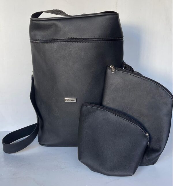 Bolso matero cuerina PREMIUN con sujetador de termo + yerbero + azucarero
