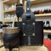 Canasta de cuero vacuno 100% negra + Imperial premium con base alpaca y pelotas de bronce + bombillon de alpaca de regalo
