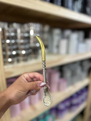 Bombillon CAÑO LABRADO pico de LORO ALPACA/BRONCE