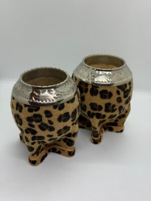 Torpedo de alpaca cincelada interior calabaza animal print con bombilla de regalo