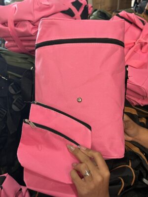 Bolso materoROSA CHICLE tela PREMIUN con sujetador de termo + yerbero + azucarero