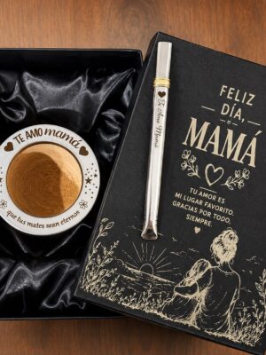 BOX DIA DE LA MADRE: CAJA PRESENTACIÓN, CAMIONERO BRILLOSO Y BOMBILLA CHATA [TODO GRABADO]