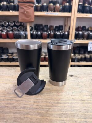 Vaso cervecero + destapador de 473ml color NEGRO
