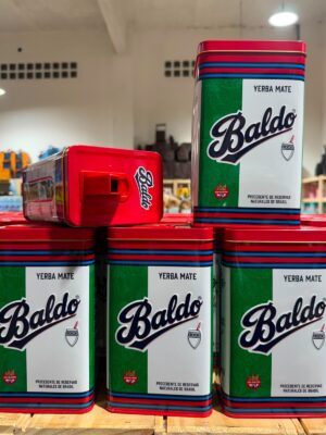 Lata yerbera BALDO 500gr con pico vertedor y visor lateral